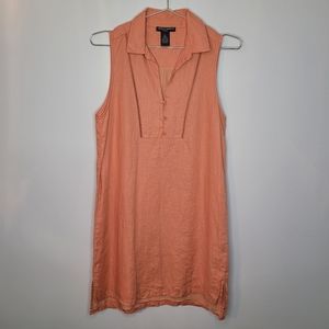 Chelsea & Theodore Peach Linen Tank Collar Dress – Size XS